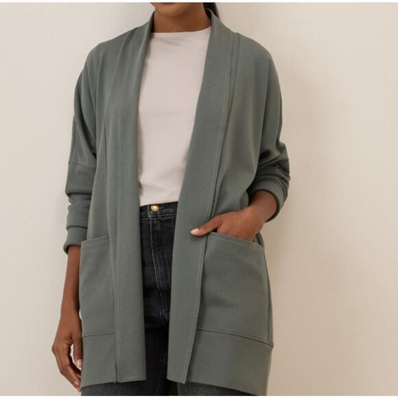 Pact Sweaters - Pact Organic Cotton Airplane Wrap Open Cardigan Sage Green Womens Size XL/XXL